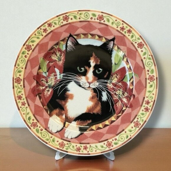 Cat's Meow Plate by SADEK Decorative Vintage Collective Made in Japan 8 1/4 in - Picture 1 of 16